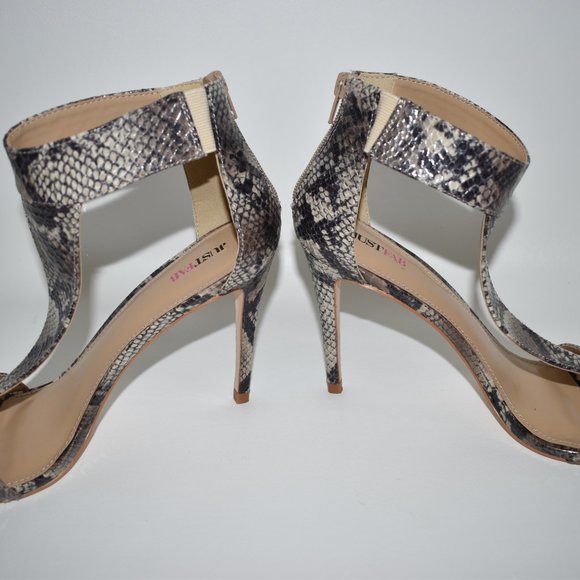 Just Fab Women's New Bridgette Snake Skin Open Toe - Picture 3 of 12